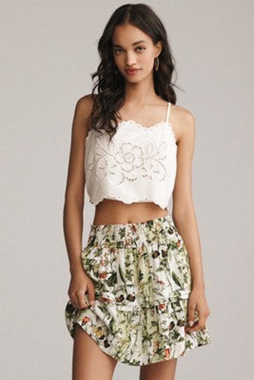 Anthropologie The Somerset Mini Skirt Linen Edition - XS